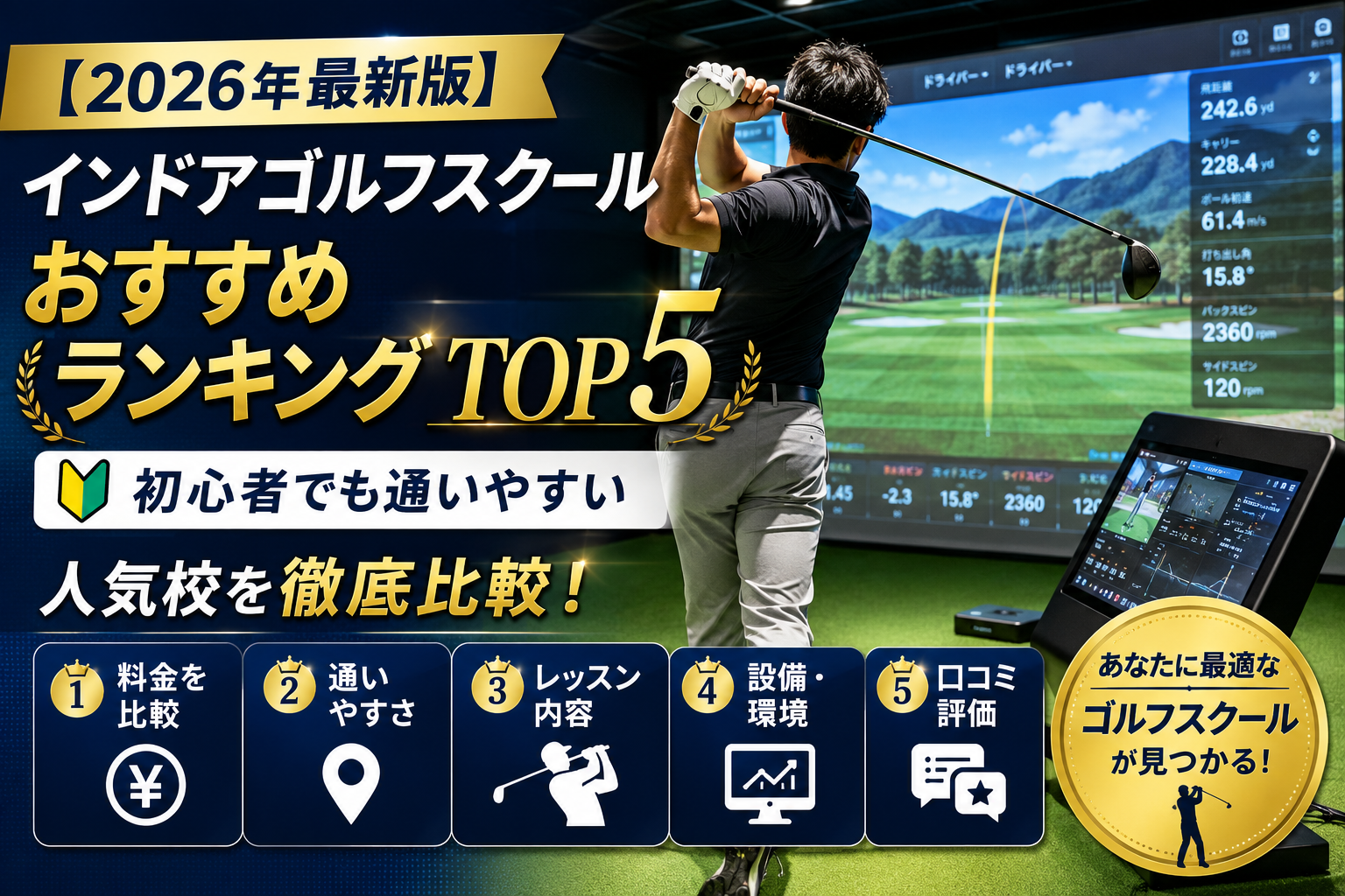 【2026年最新版】インドアゴルフスクールおすすめランキングTOP5|初心者でも通いやすい人気校を徹底比較