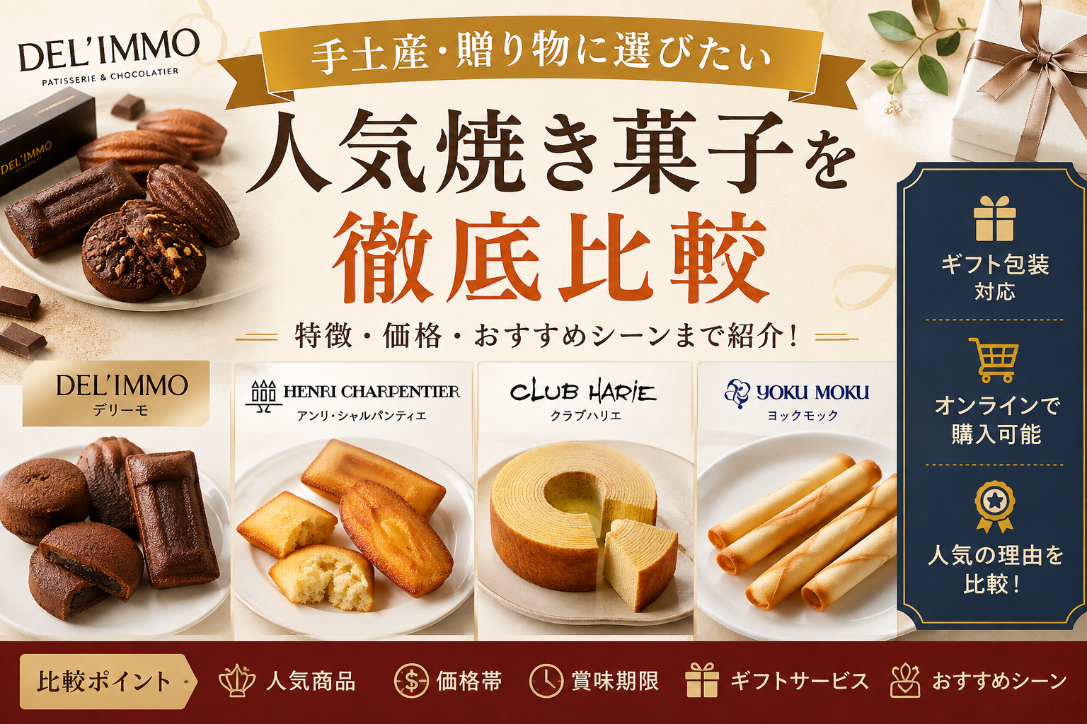 DEL’IMMO（デリーモ）のギフトはどんな魅力？人気焼き菓子や特徴を比較して紹介